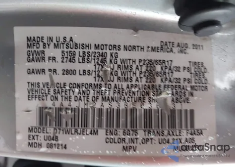 2011 Mitsubishi Endeavor Ls z USA, uszkodzony, nr VIN 4A4JM2AS3BE036431